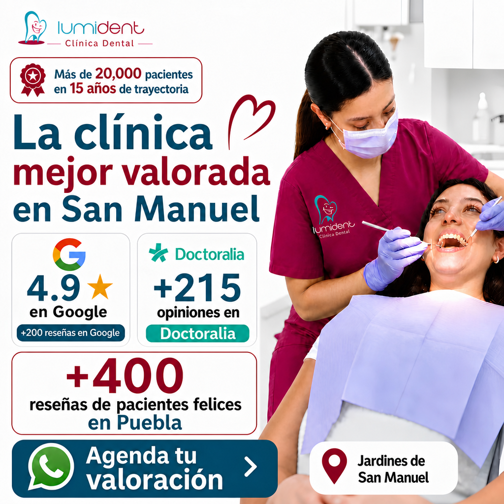 La clínica dental mejor valorada de Puebla Lumident Clínica Dental en San Manuel Puebla. La clínica mejor valorada de San Manuel y una de las mejores de todo Puebla